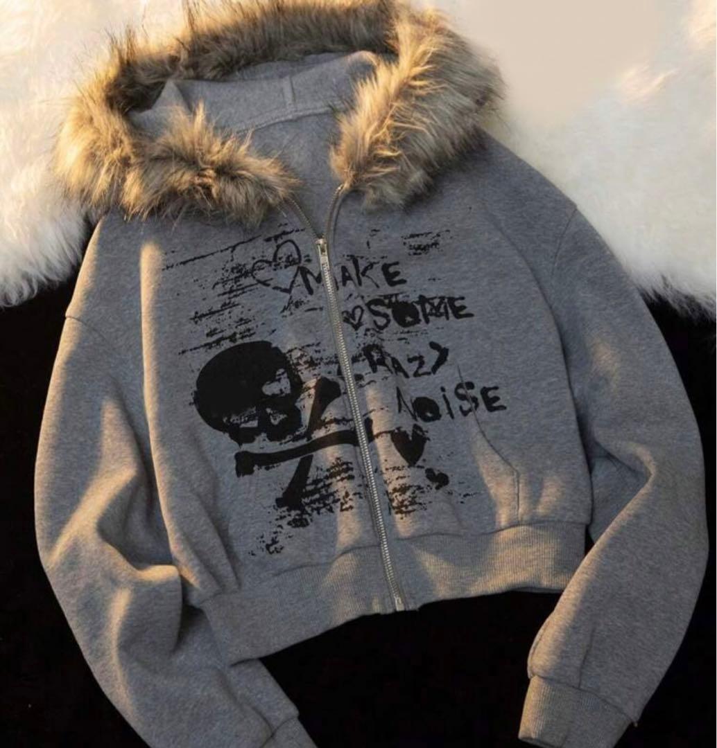 00s Y2K 平成ギャル 短丈 ファージップパーカー トレンド - メルカリ