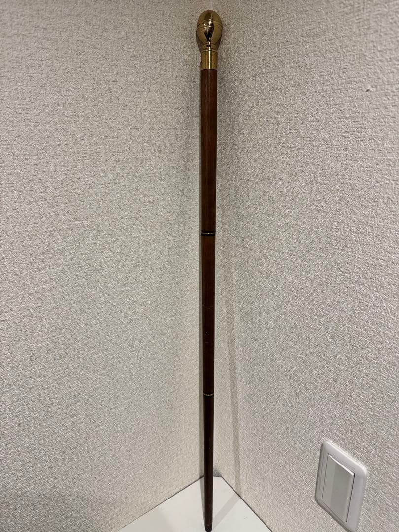 ビンテージの航海用真鍮製ボールノブ付きビクトリア朝風木製