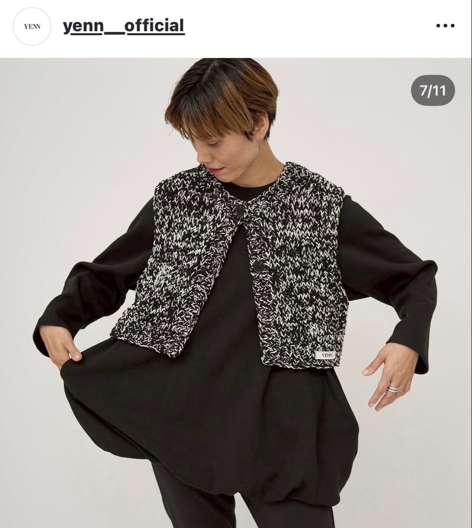 YENN ミックスハンドニットベスト ブラック 40%OFF】 YENN(イエン)MIX HAND KNIT VEST ミックスハンドニットベスト