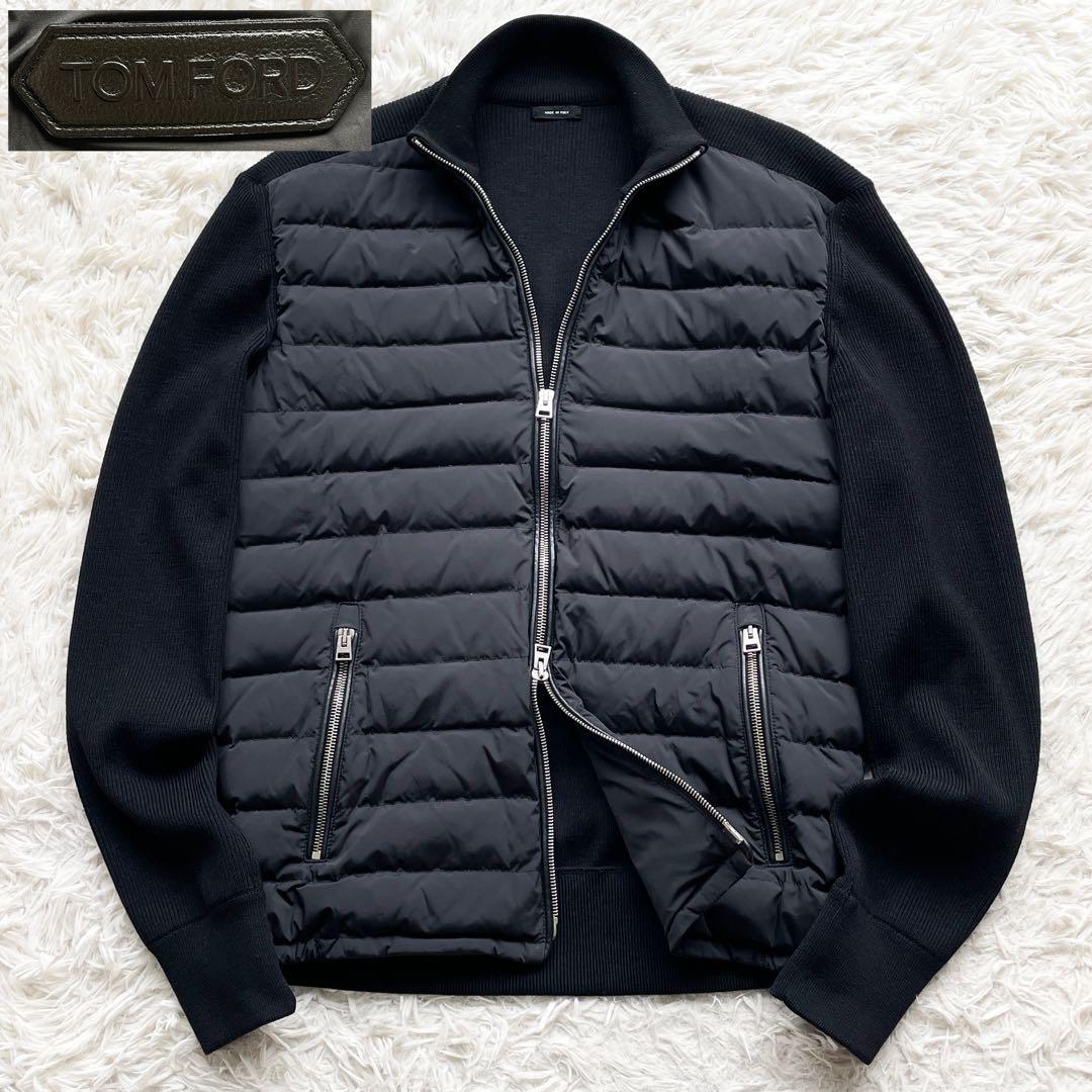 極美品 Lサイズ TOM FORD 007 切替 ダウンニット レザージャケット