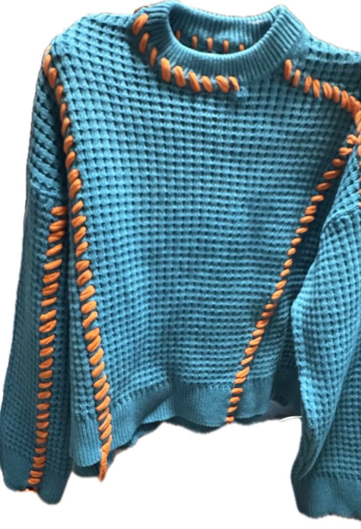 鬼ワッフルクレイジーステッチクルーネックニットプルオーバー - メルカリ