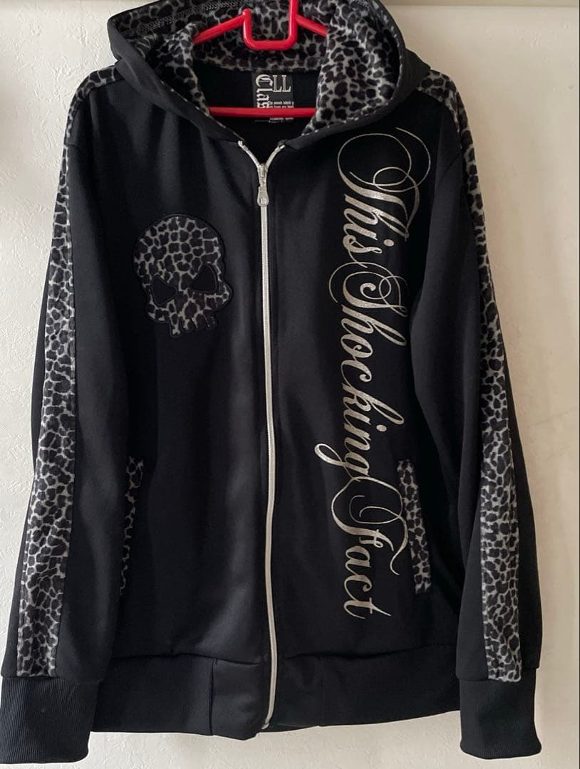 00s y2k スカル ジップパーカー フェアリーグランジ 平成 B系 ヒョウ柄