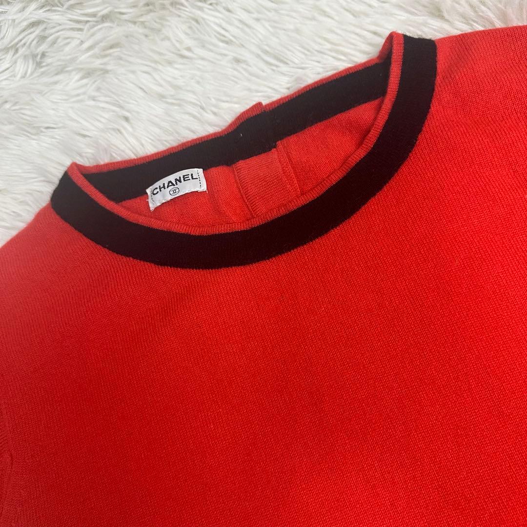 極美品CHANEL シャネル カシミヤ 半袖ニット ココボタン 2023年春夏 CHANEL シャネル ニット ココマーク クローバー アイコン