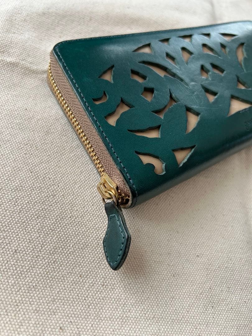 genten ゲンテン ガーデンカットワーク 長財布 ブルーグリー - メルカリ