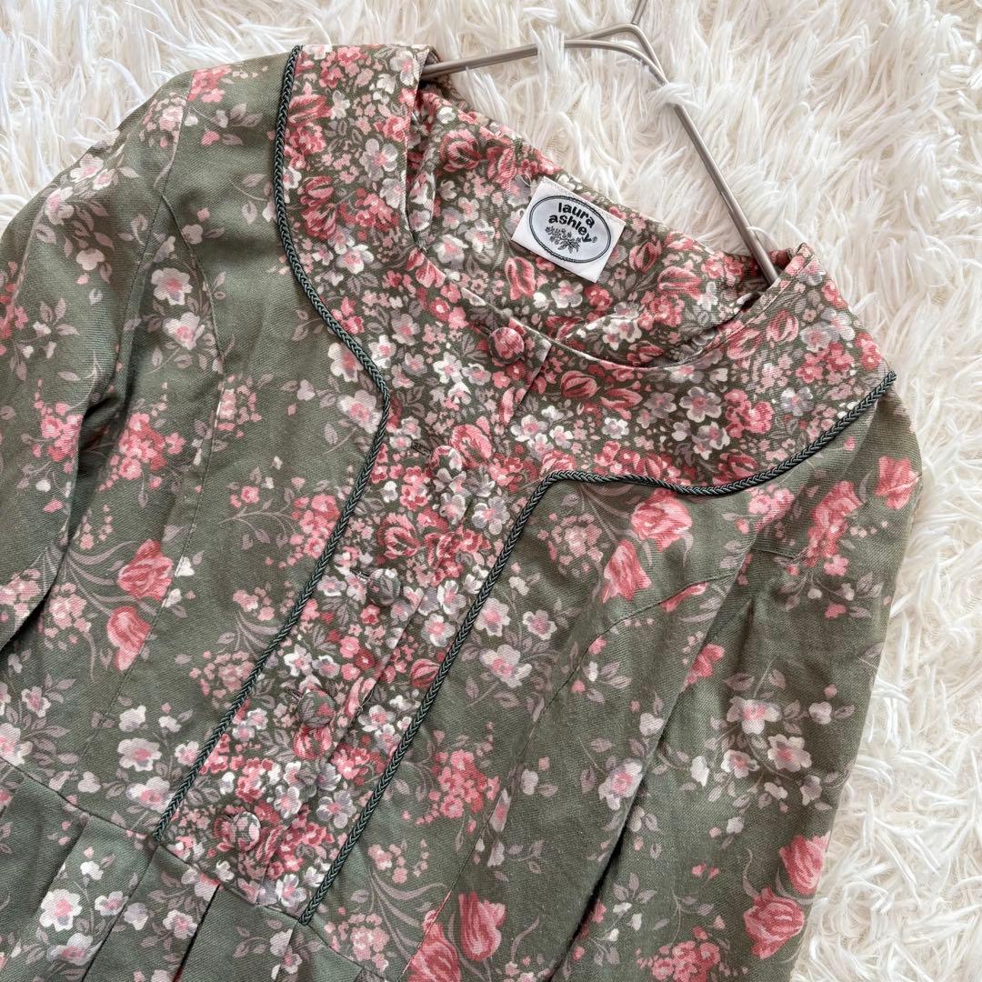 Laura Ashley 花柄ロングワンピース ヴィンテージ グリーン - メルカリ