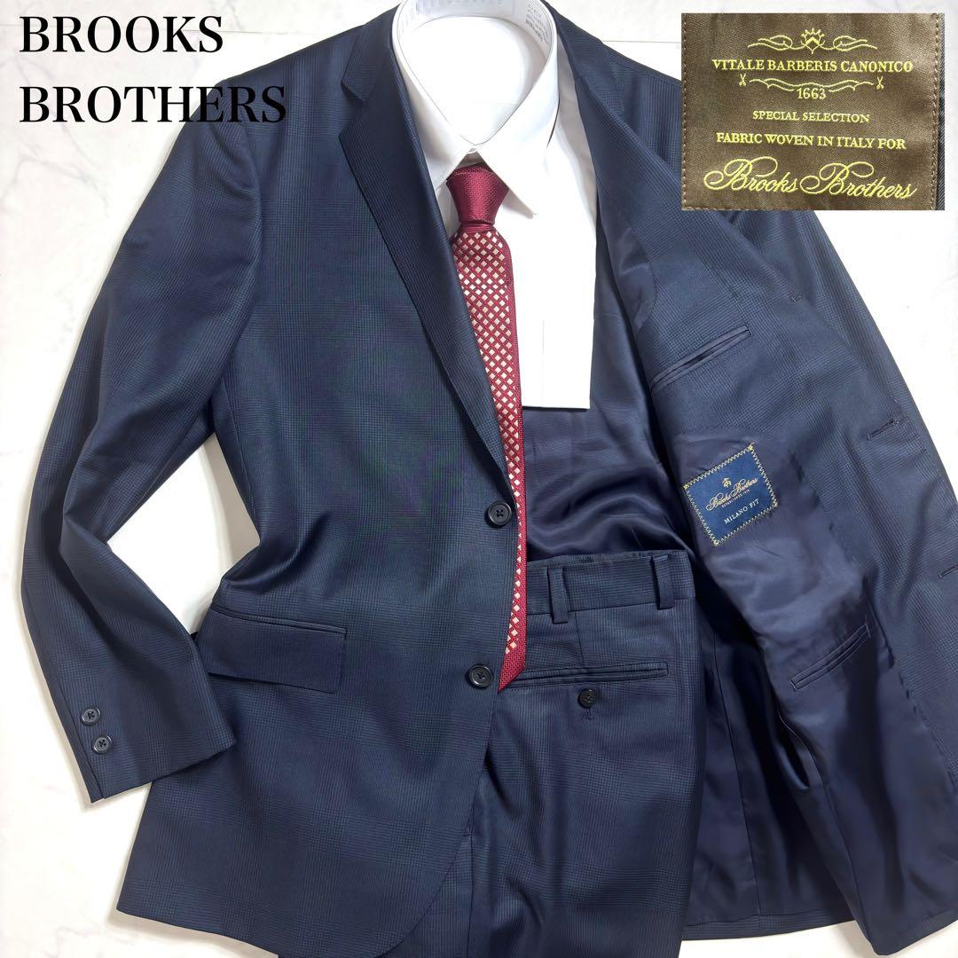 ブルックスブラザーズ セットアップ 【カノニコ】 グレンチェック 艶 ネイビー Brooks Brothers ネイビー グレンチェック セットアップ スーツ