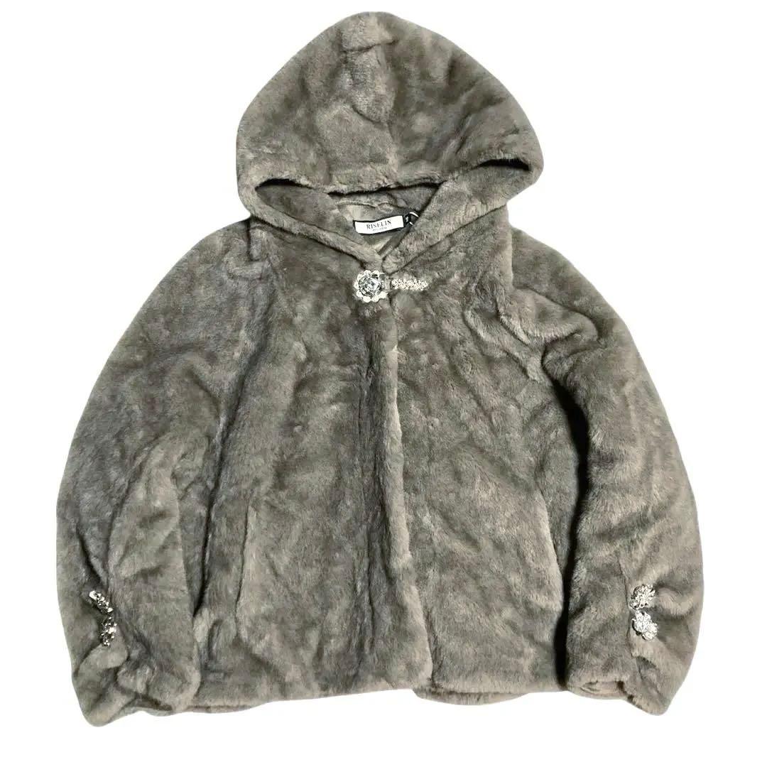 新品タグ付き✨【RISELIN】ファーコート フード付 カシミヤミンク混 (M