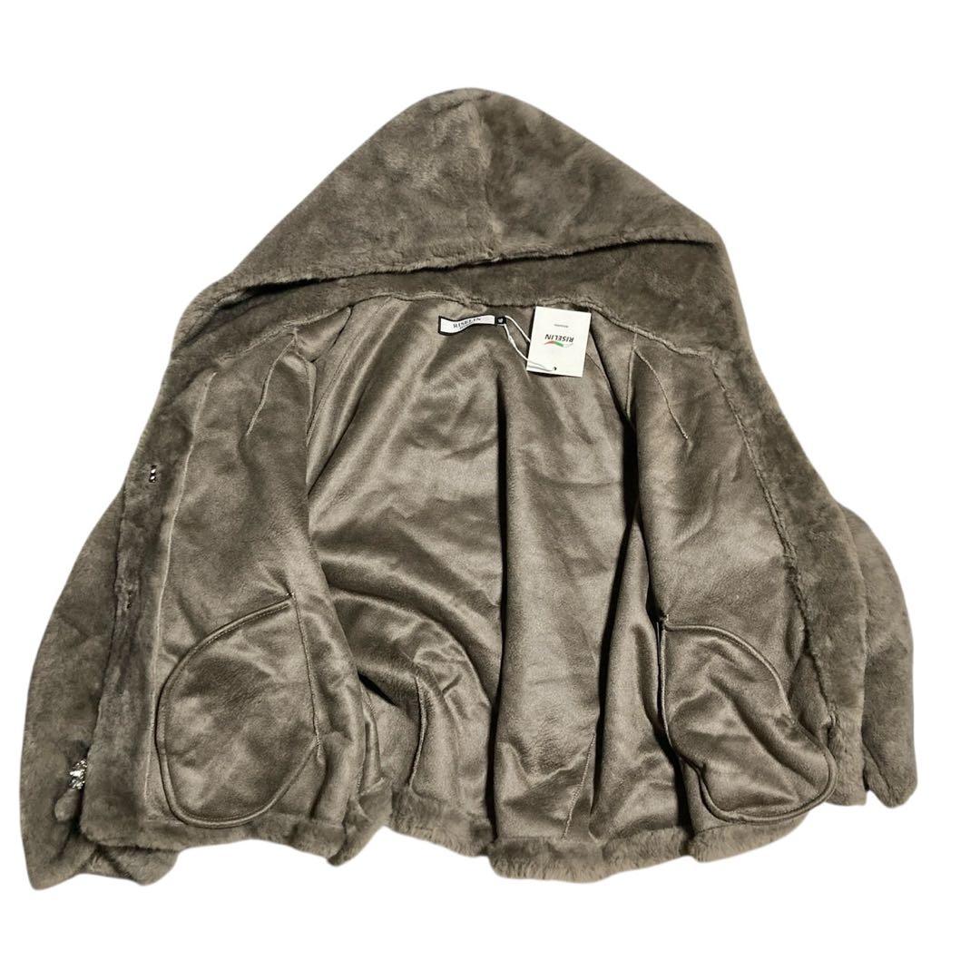 新品タグ付き✨【RISELIN】ファーコート フード付 カシミヤミンク混 (M