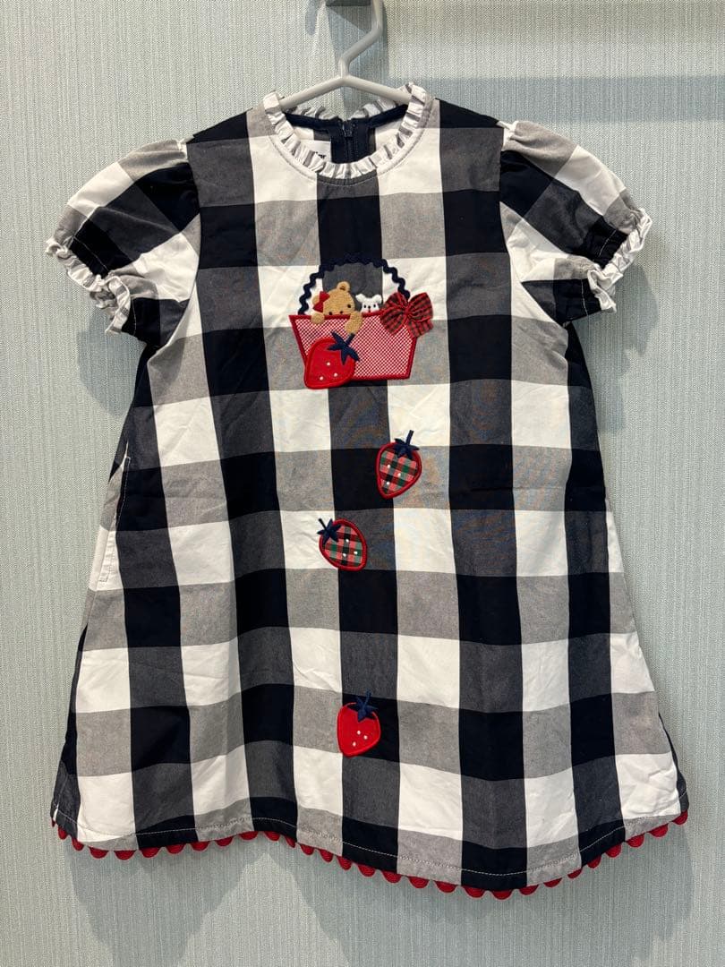 美品　ファミリア　ギンガムチェック　ワンピース　90 ファミリア ギンガムチェックワンピース 90 カーディガン80の通販はau