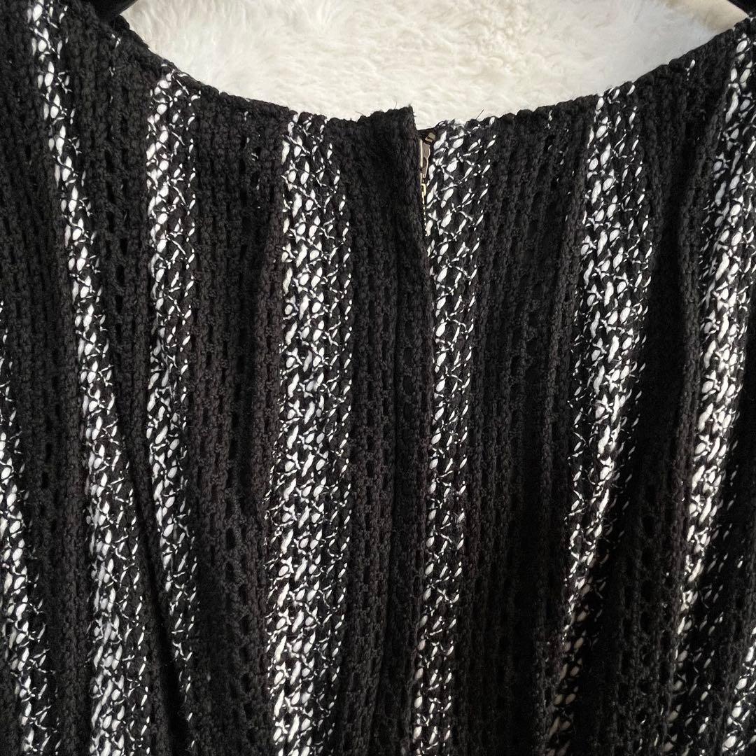 エポカ ドレス ワンピース 総かぎ編み ミモレ丈 クロシェレース 白黒