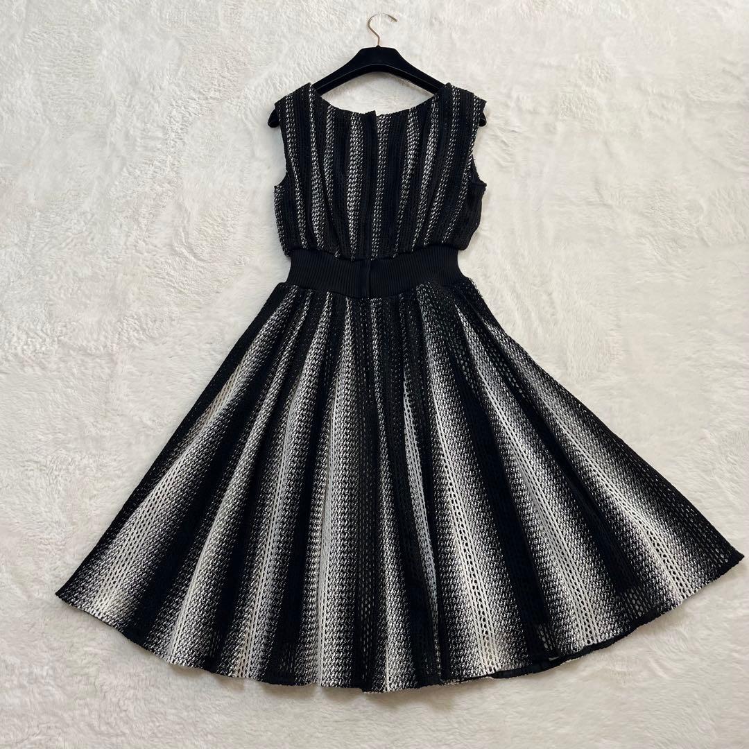 エポカ ドレス ワンピース 総かぎ編み ミモレ丈 クロシェレース 白黒