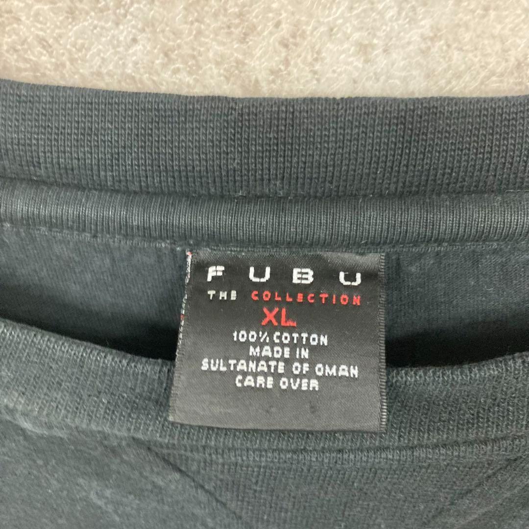 レア○90s《FUBU フブ》刺繍Tシャツ/ブラック/メンズ2XL