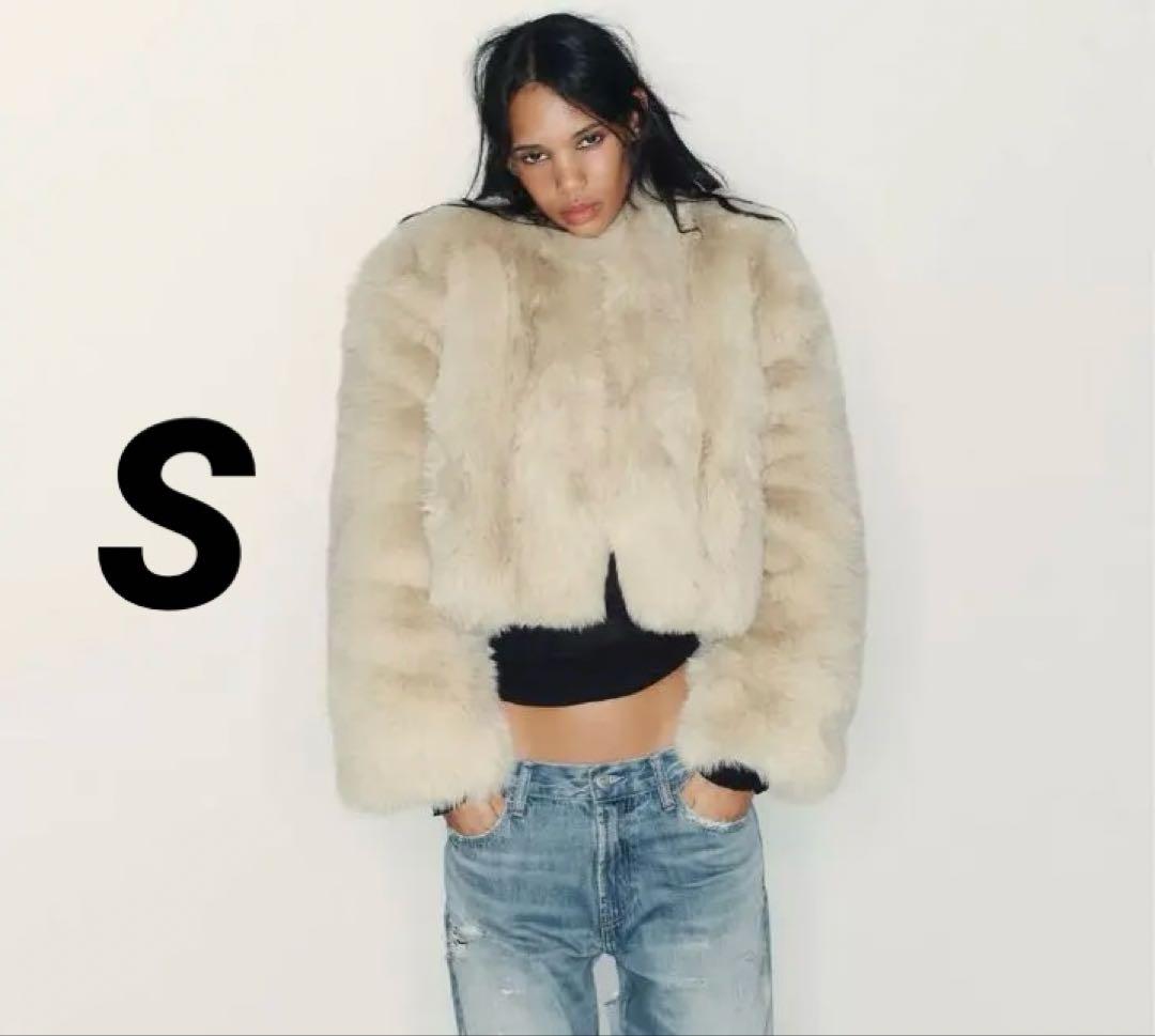 ZARA ザラ ショートフェイクファーコート S - メルカリ