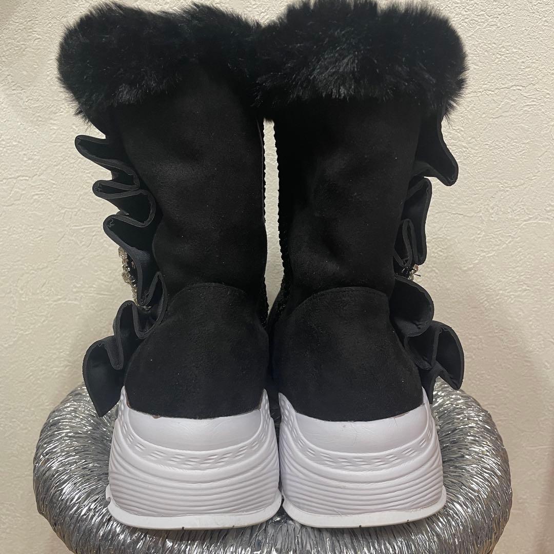 &LOVE 厚底 ビジュー もこもこ スニーカーブーツ ゴージャス L