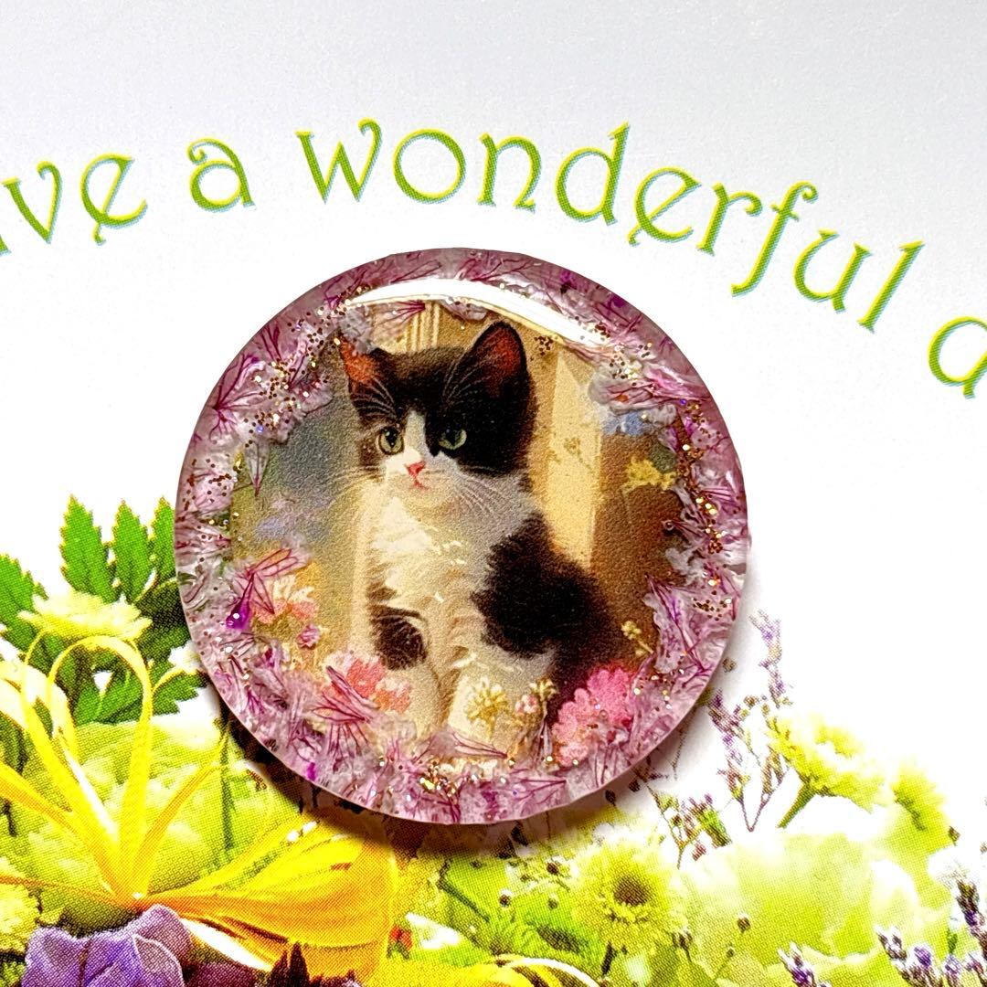 NO 629レジン ヘアゴム ブローチ ハンドメイド 猫ちゃん - メルカリ