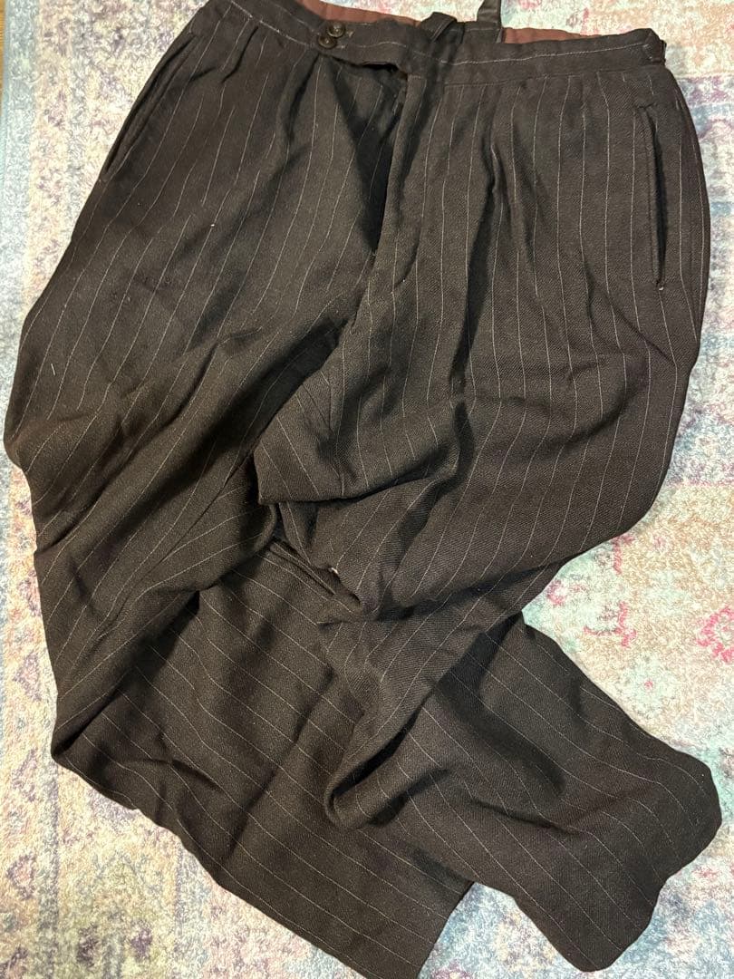 パンツ 1950s French Striped Brown Wool Trousers 50s フランス軍 実物 M52 フランネル ウールパンツ トラウザーズ 16