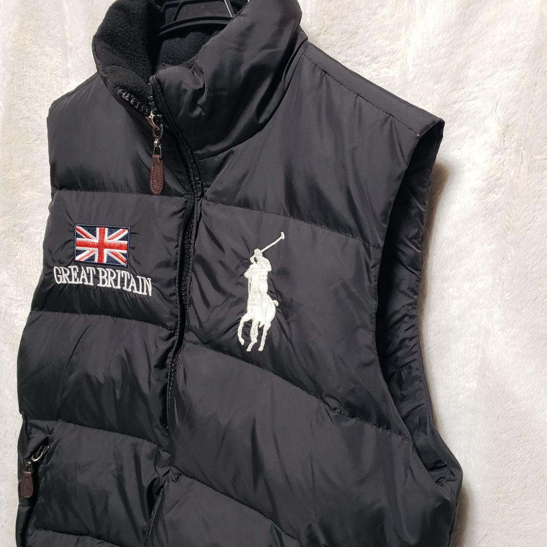 美品】ダウンベスト☆ポロbyラルフローレン 黒 グレートブリテン刺繍