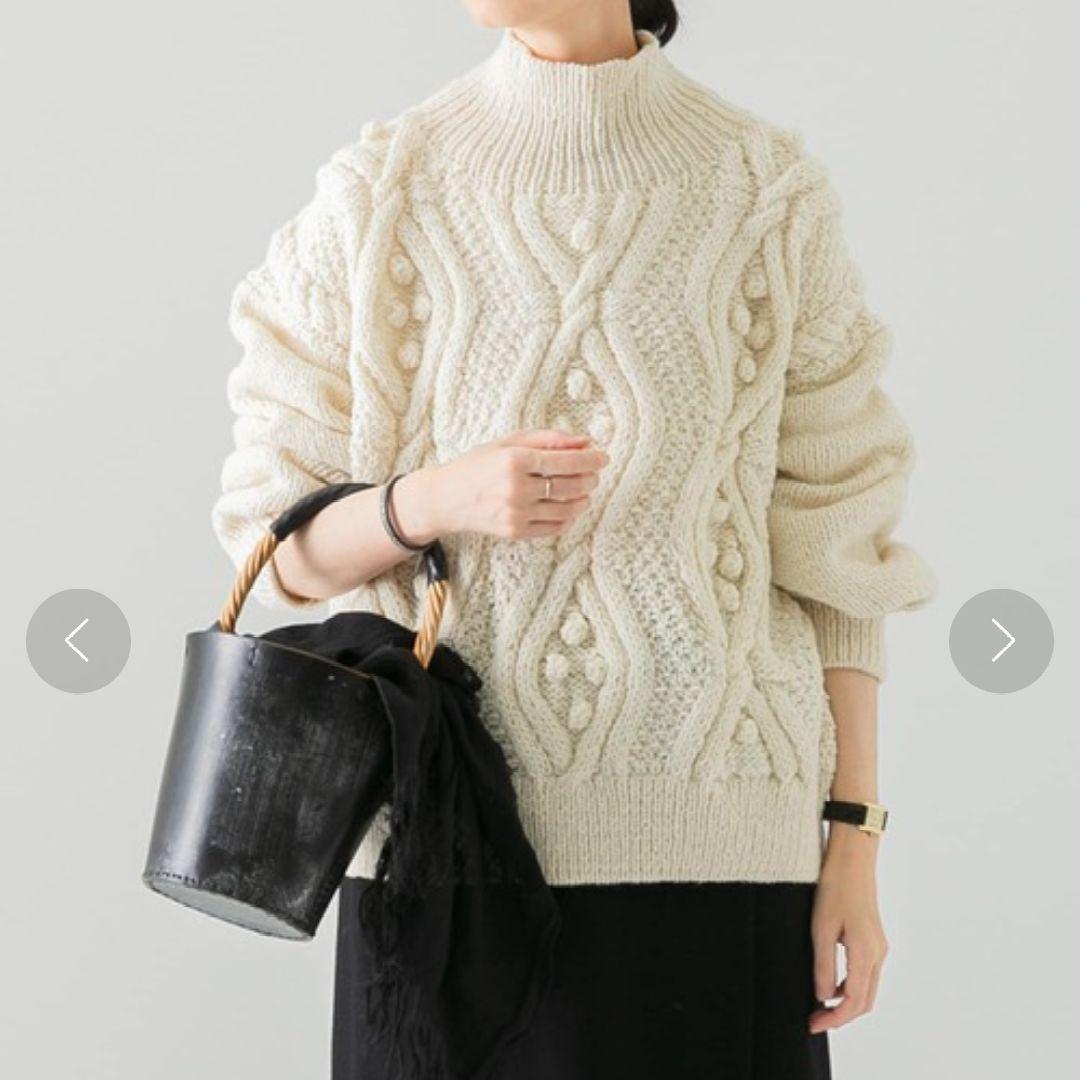 かぐれ 柄編みタートルネックプルオーバー アイボリー ケーブルニット セーター かぐれ 柄編みタートルネックプルオーバー アイボリー ケーブルニット