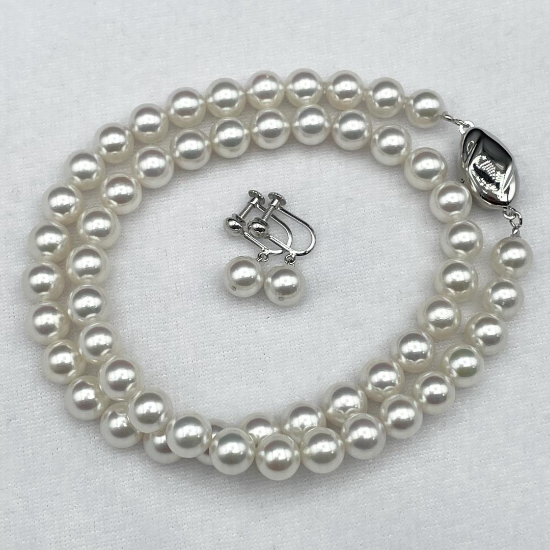 アコヤ真珠 花珠 GGC鑑別書 約7-7.5 ネックレス イヤリング - メルカリ