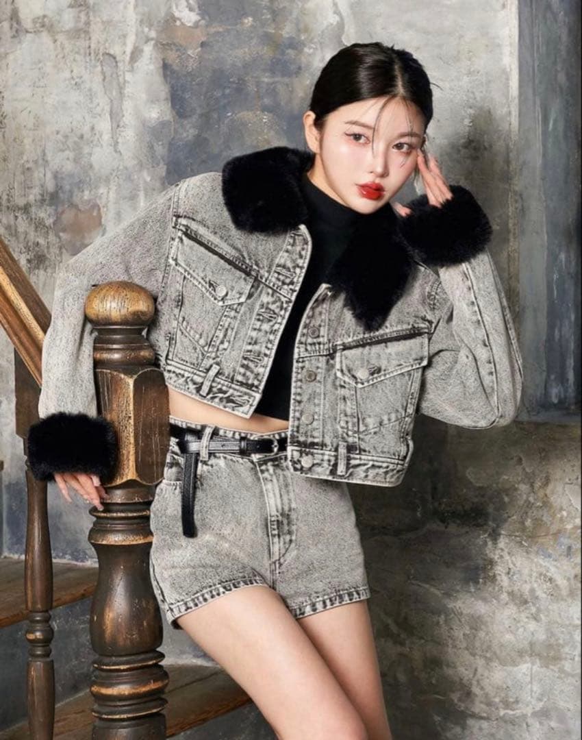 Darich ファーケミカルデニムジャケット BLK ブラック - メルカリ