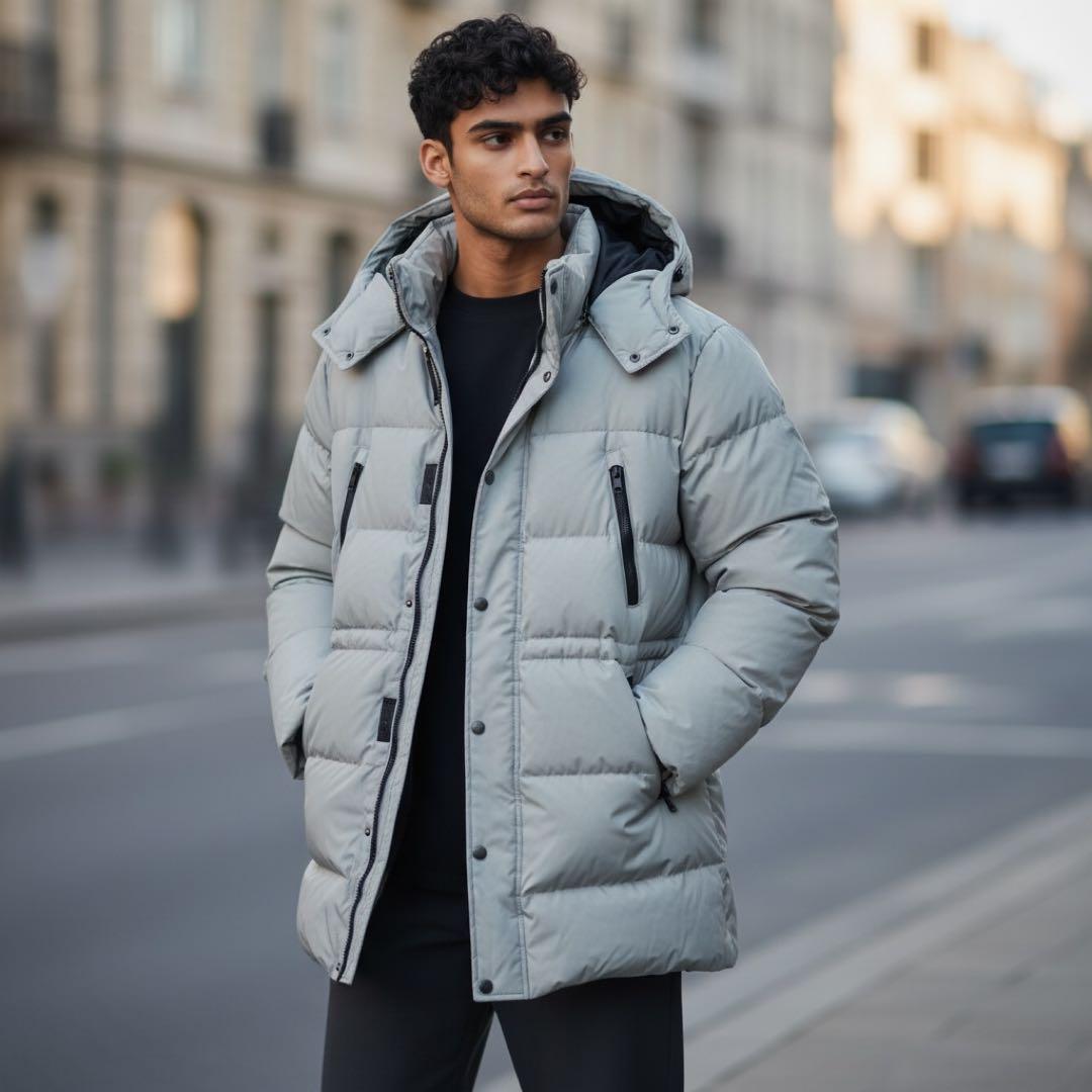 AIGLE（エーグル） ダウンコート ライトグレー系／フード付き／防寒性