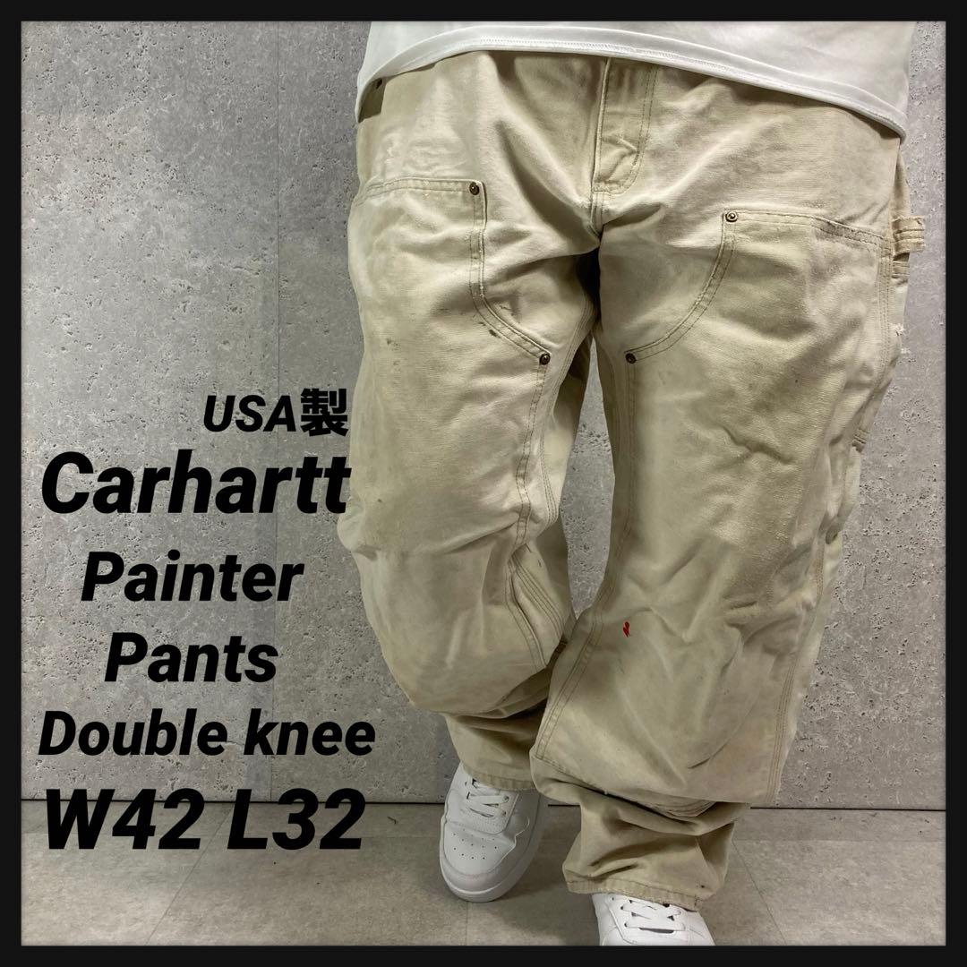 カーハート USA製 ペインターパンツ ダブルニー アイボリー W42 L32