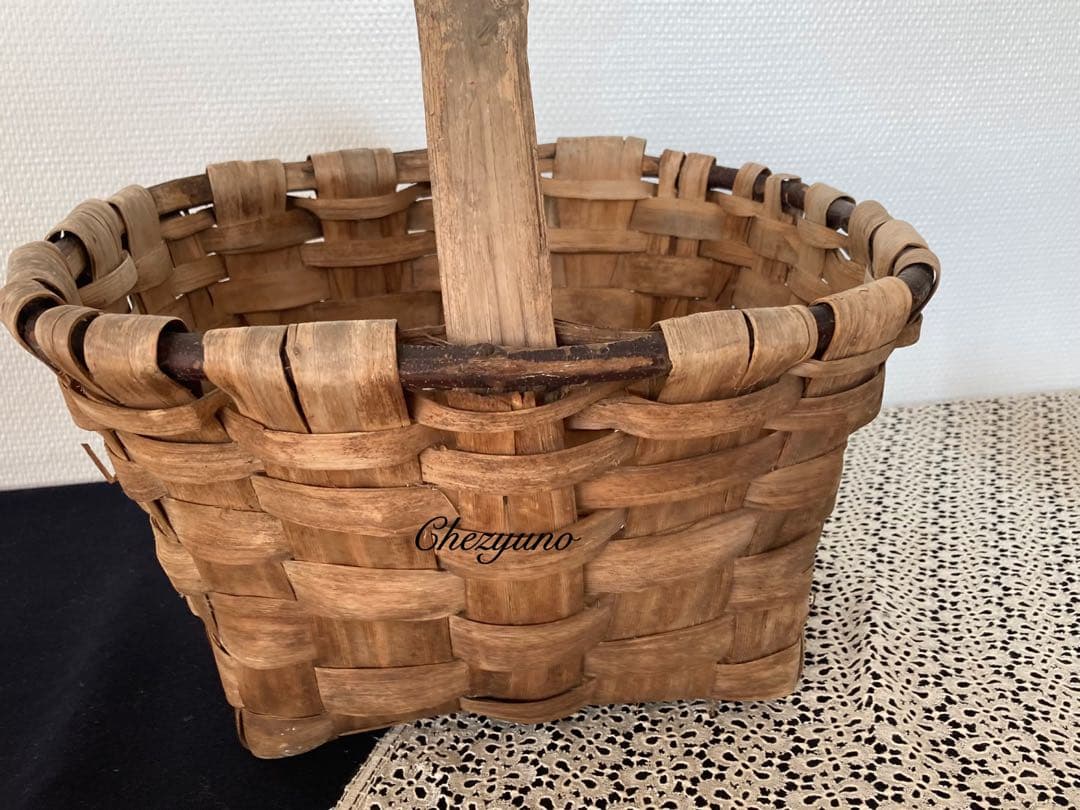 フランスアンティーク栗の皮バスケット 大きめかご フランスアンティーク栗の皮バスケット 大きめかご 【公式通販】