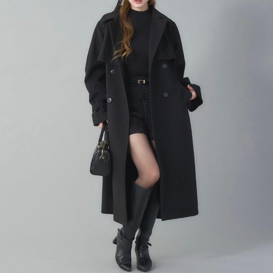 ロングステンカラーコート　M タグ付き Aunt Marie's（アントマリーズ） ステンカラーコート コート スタンド