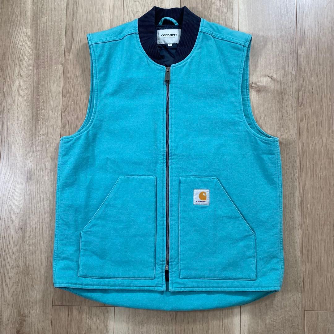 希少カラー】carhartt wip ダックベスト ターコイズ Lサイズ - メルカリ