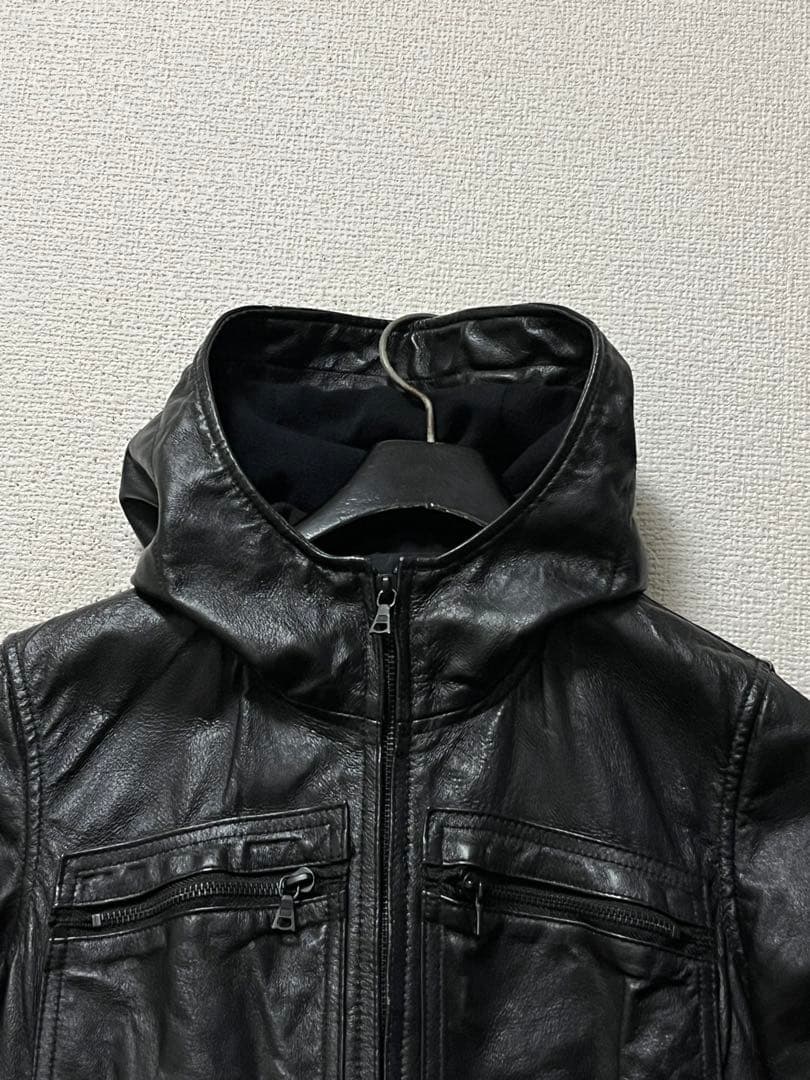 ヒステリックグラマー オールレザーパーカー /F ブラック 本革 ヒス 黒