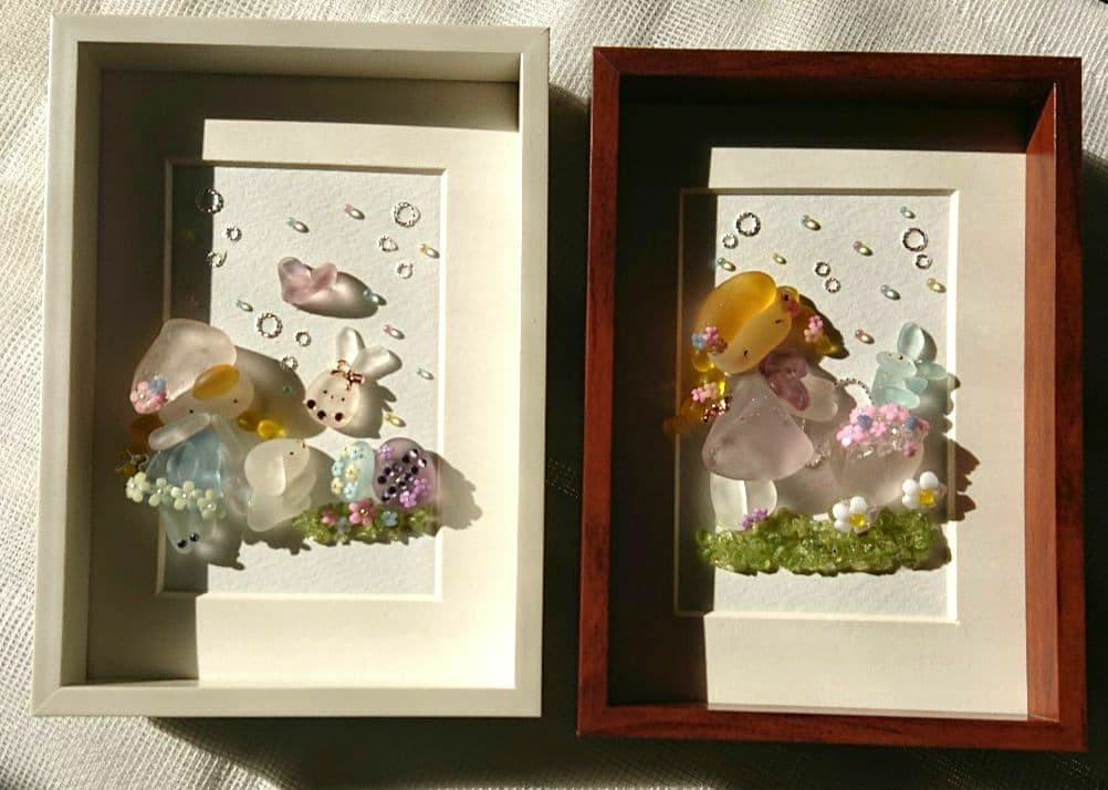 シーグラスアート ほっこりシリーズ ミニフレームセット ✤ シーグラスアート ✤ | くらしを彩る アートな雑貨やさん