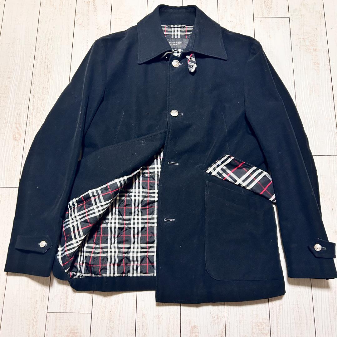 バーバリーブラックレーベル ベロアジャケット 銀ボタン ノバチェック