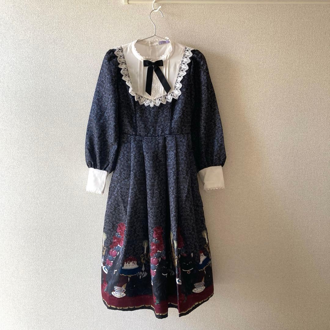 axes femme kawaii＊猫会ワンピース＊ブラック＊ - メルカリ