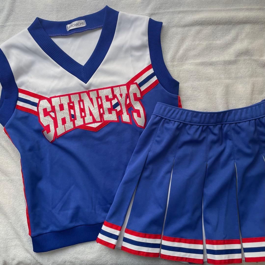 チアリーディングウェア セット 青 白 赤 チア ダンス ユニフォーム