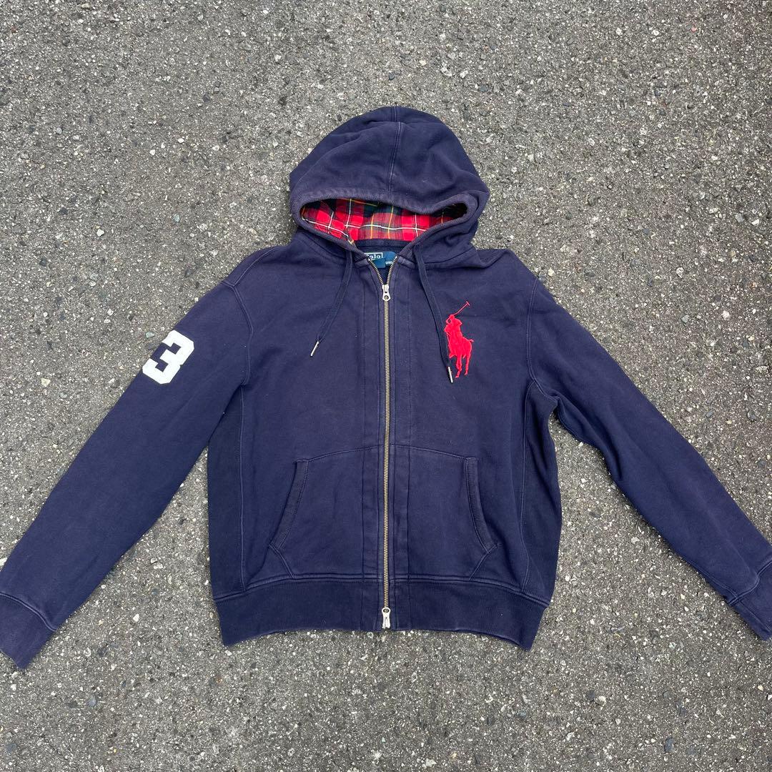 ラルフローレン ビッグポニー ダブルジップパーカー チェック 00s