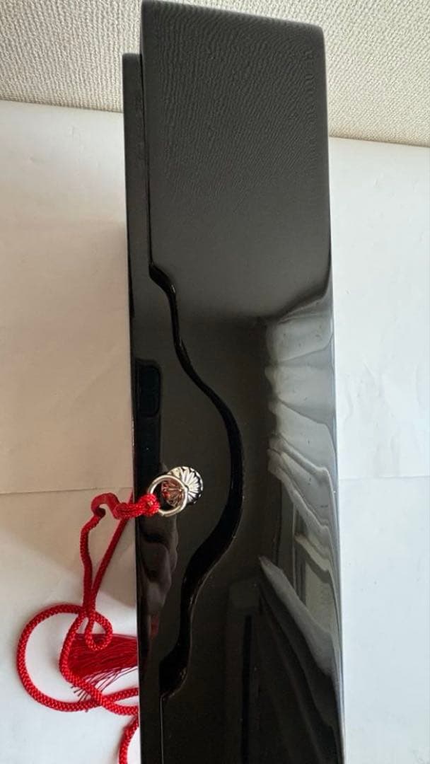 清仙作 黒塗り沈金文箱 牡丹孔雀柄 未使用に近い 箱・布付き和室 書道