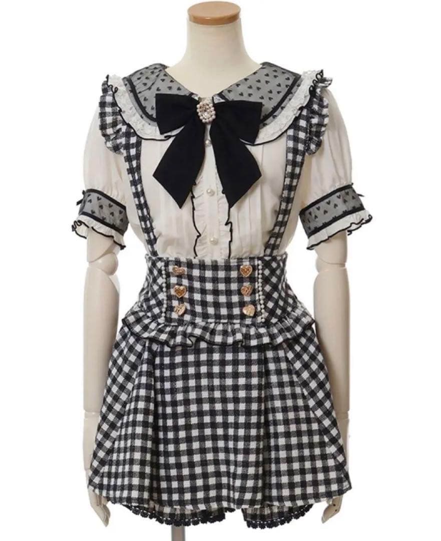 LIZLISA ギンガムツイードサスペンダー付きスカパン - メルカリ