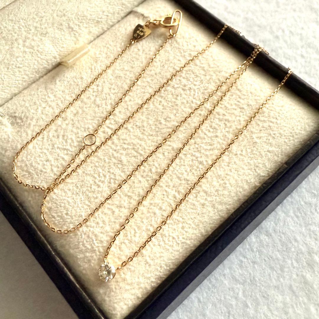 agete アガット K18 ダイヤモンド ネックレス 0.1ct シークレット