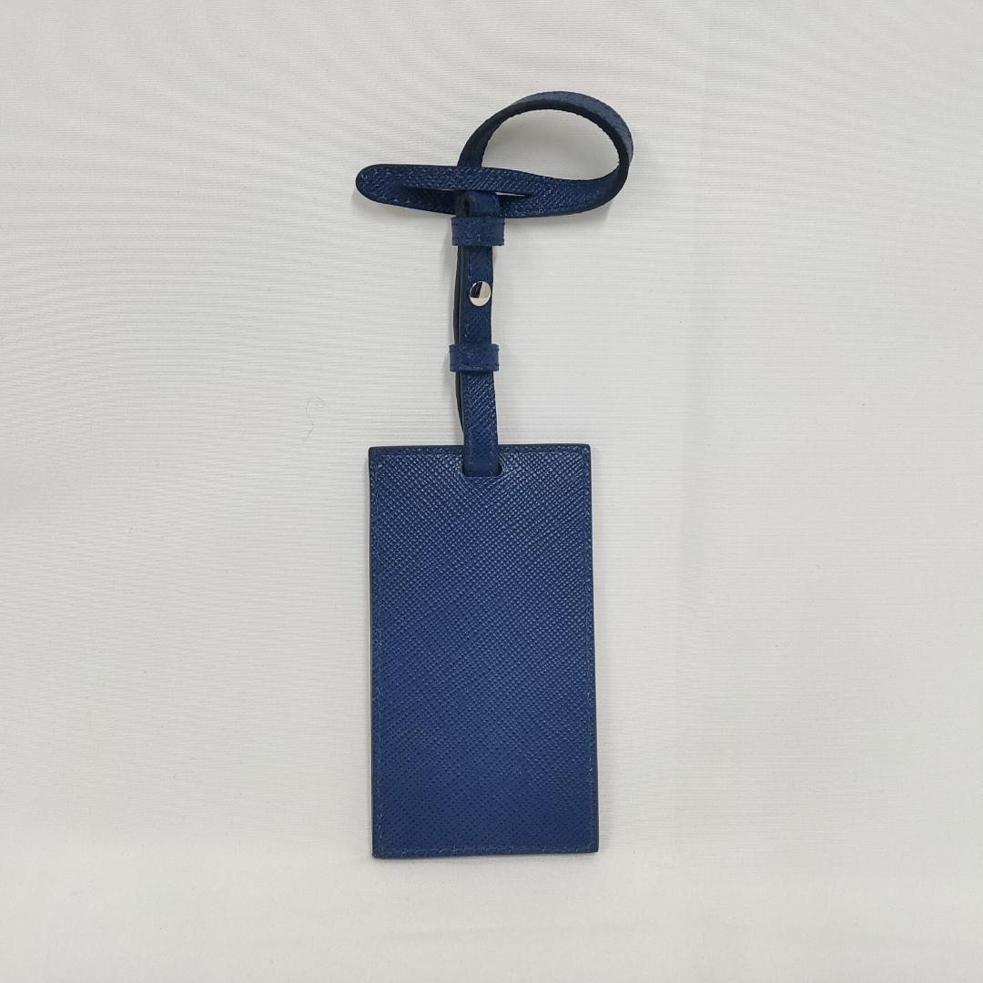 ○☆新品 未使用 プラダ サフィアーノレザー ラゲッジタグ ネイビー