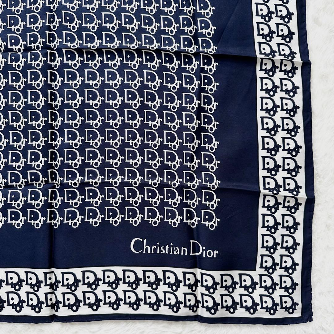 Christian Dior ディオール スカーフ ネイビー シルク トロッター