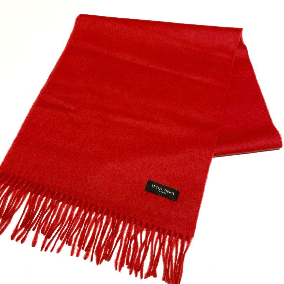 TESTA VIERA カシミヤ100%マフラー 深喜毛織 朱色 - メルカリ