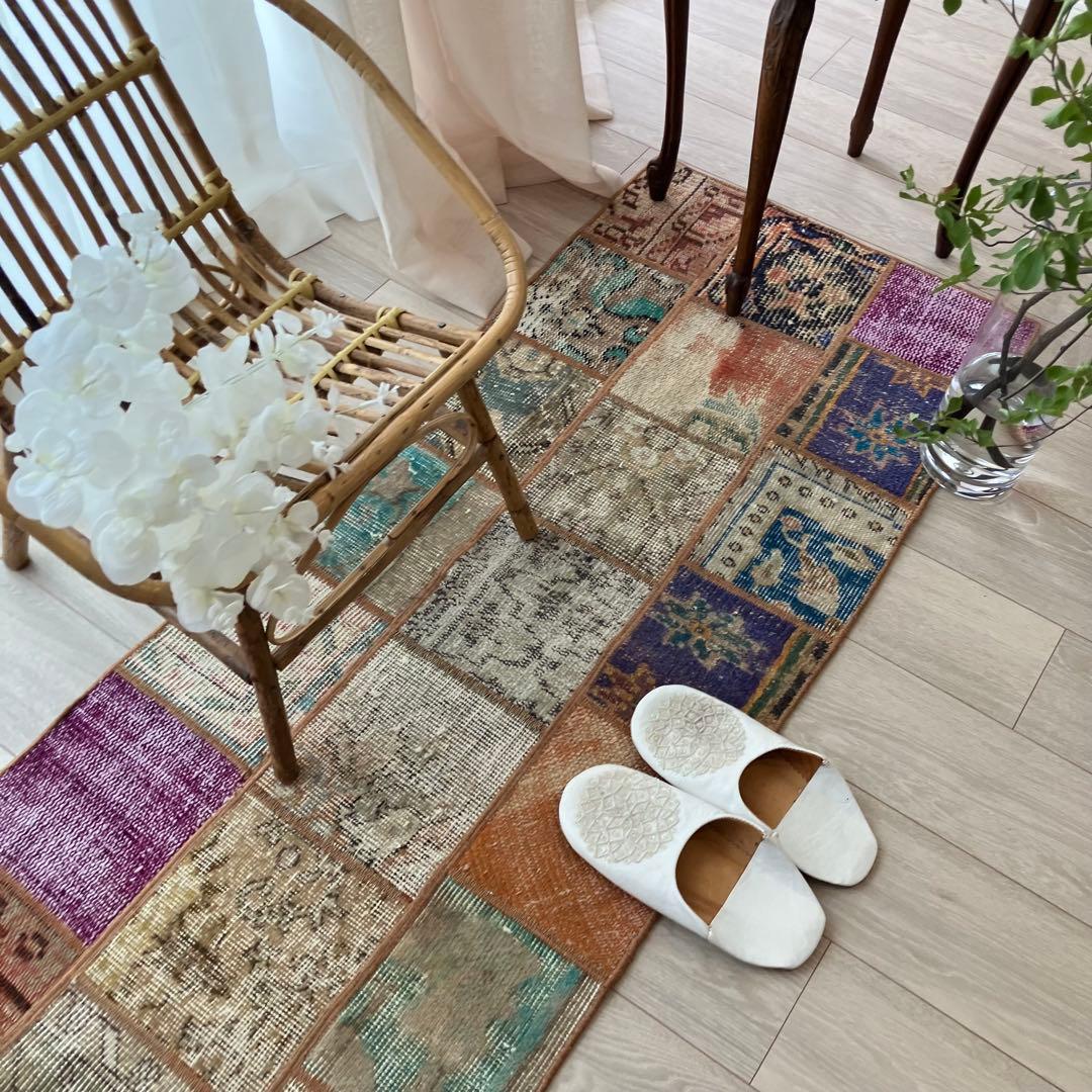 カラフル57×161✳︎パッチワーク ランナー ロング トルコヴィンテージラグ