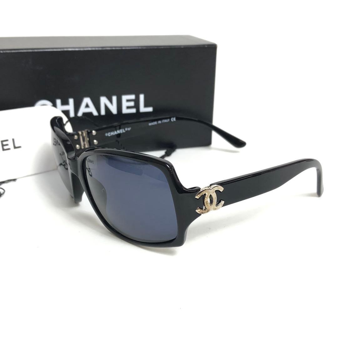 ★8F069 シャネル サングラス ココマーク シルバー金具 ブラック 黒 CHANEL（シャネル） ココマーク シルバー サングラス : 塚口丸十質舗