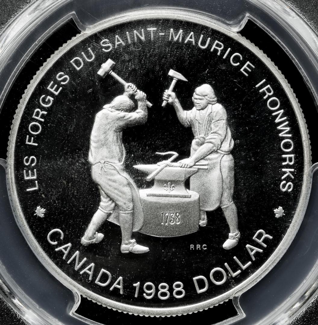 PCGS-PR68 1988 カナダ サンモーリス製鉄所創設250周年記念銀貨