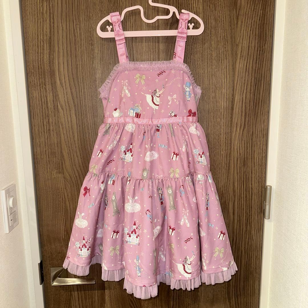 新品未使用 メゾピアノ くるみ割り人形柄キャミワンピース ピンク