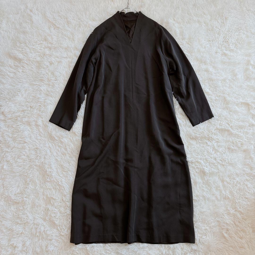 ヨーガンレール ウールシルク ロングワンピース Vネック ミニマル