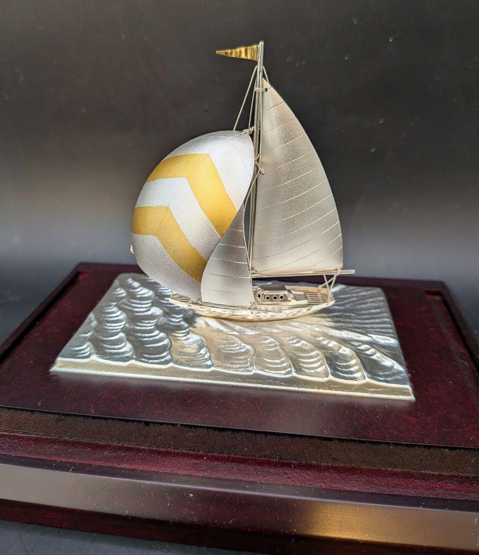 ヨット模型 銀製 ガラスケース付き 武比古作 - メルカリ