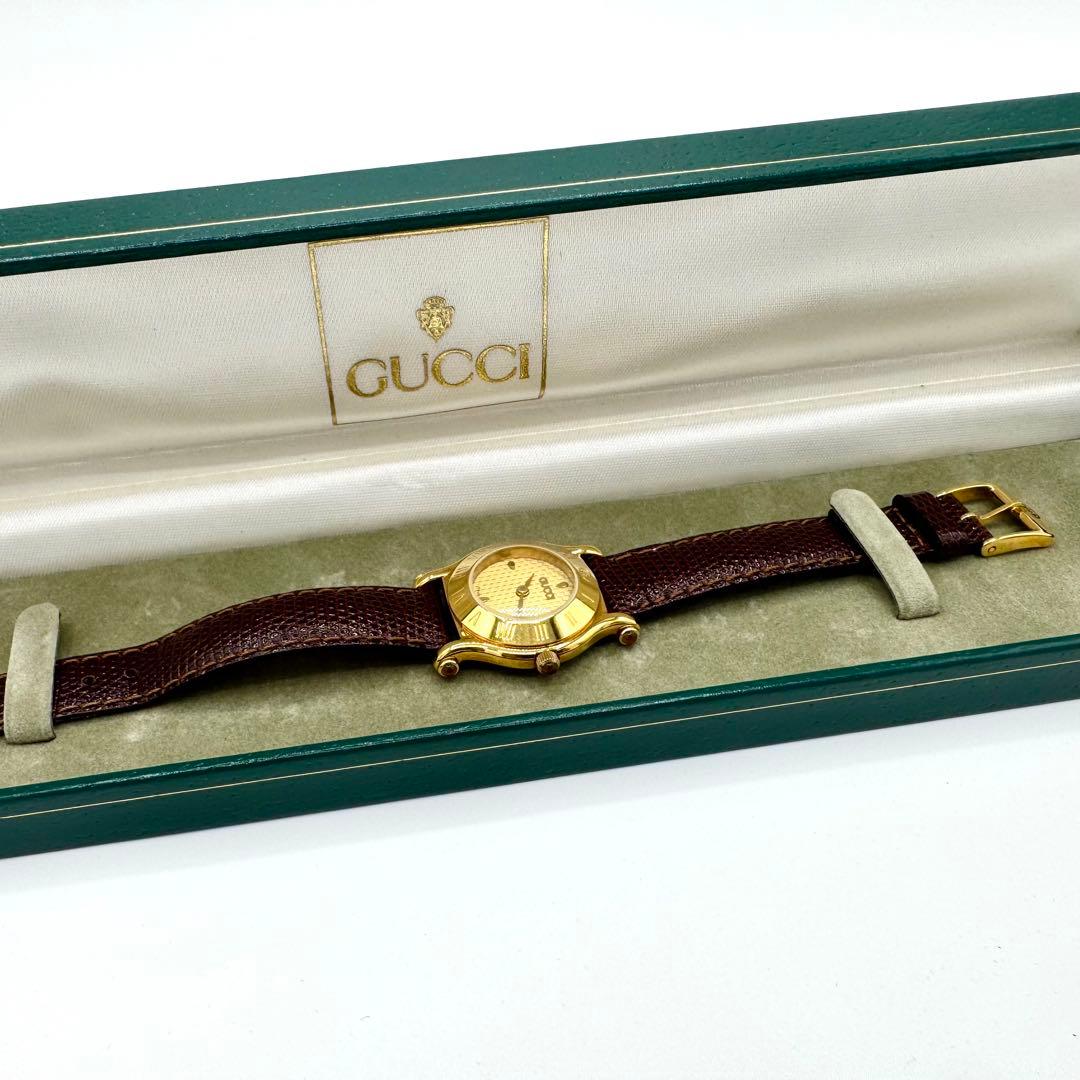 稼働/新品電池 グッチ 腕時計 6500L ヴィンテージ 純正ベルト クォーツ