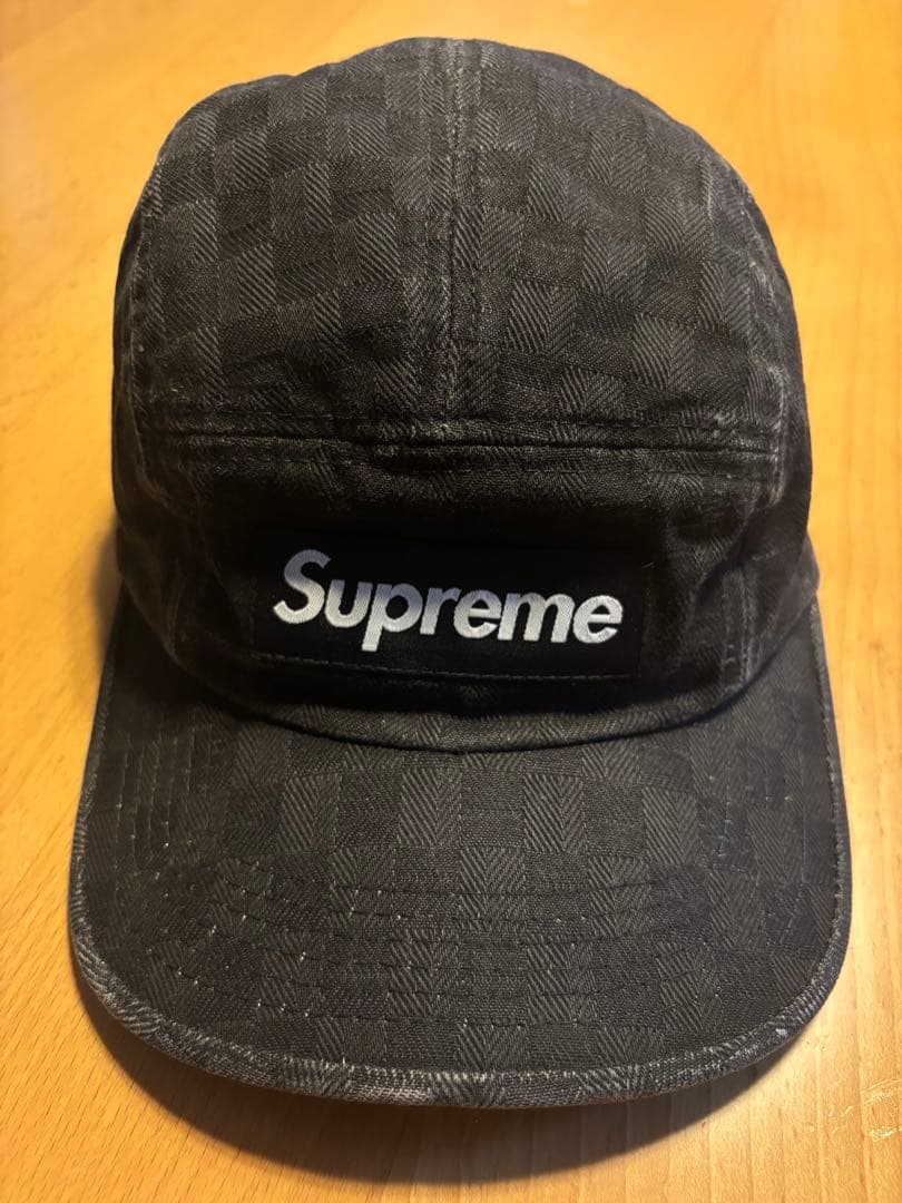 Supreme ブラックチェックキャップ - メルカリ