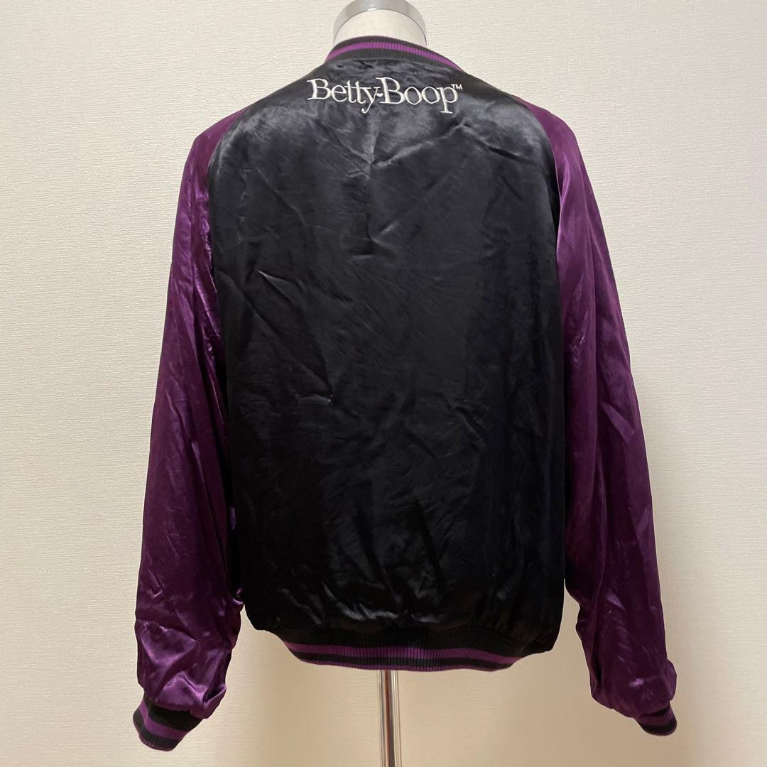 絡繰魂 × ベティブープ スカジャン リバーシブル 黒 紫 刺繍 XLサイズ